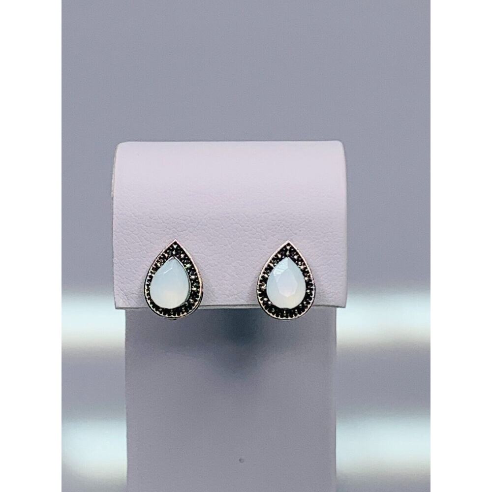 Teardrop Creamy White Stone Stud Earrings